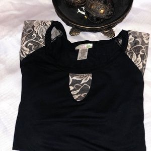Check it out Plus Black top w/ White Lace inserts